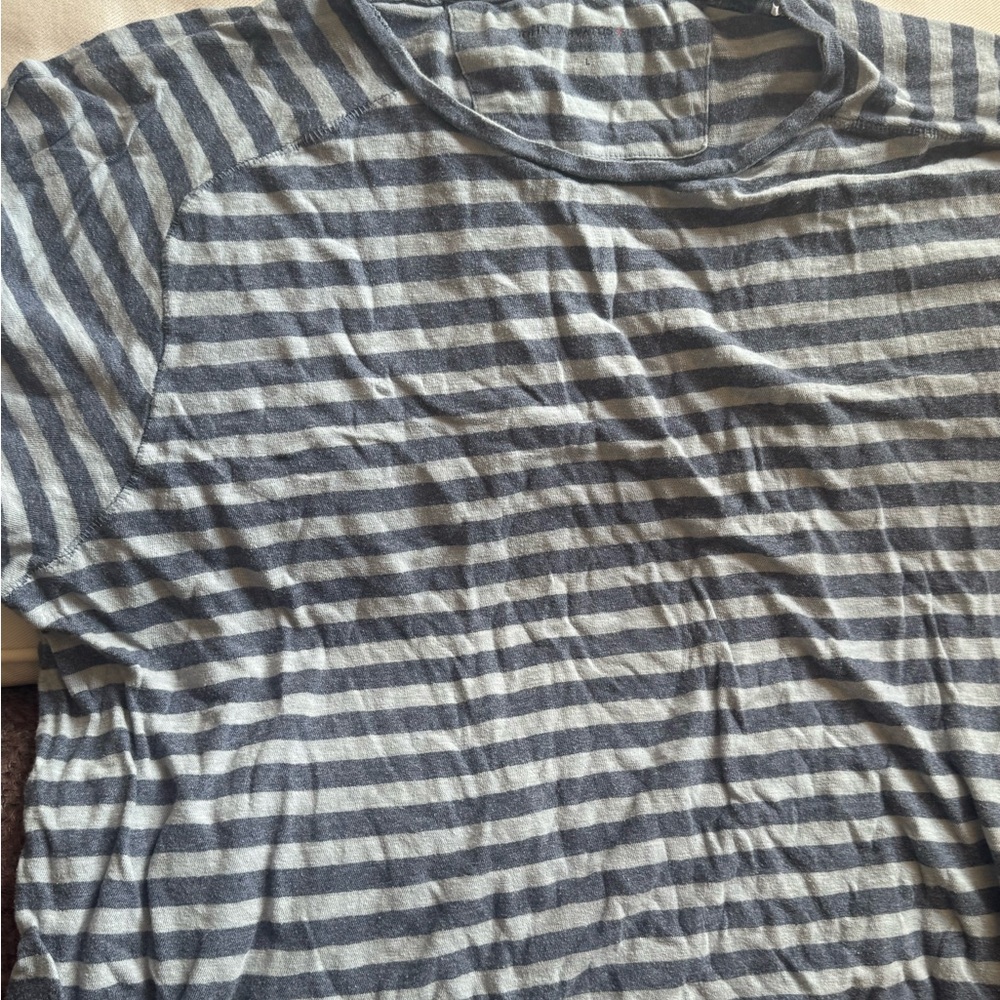 John Varvatos Blue and Gray Striped Tee